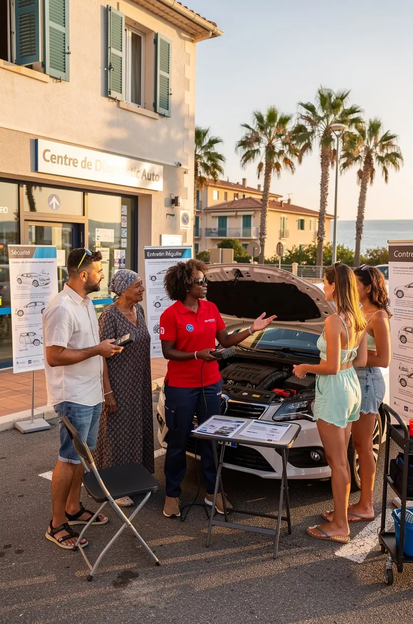 Processus de contrôle technique informatisé illustrant la précision et la fiabilité des inspections automobiles en France.